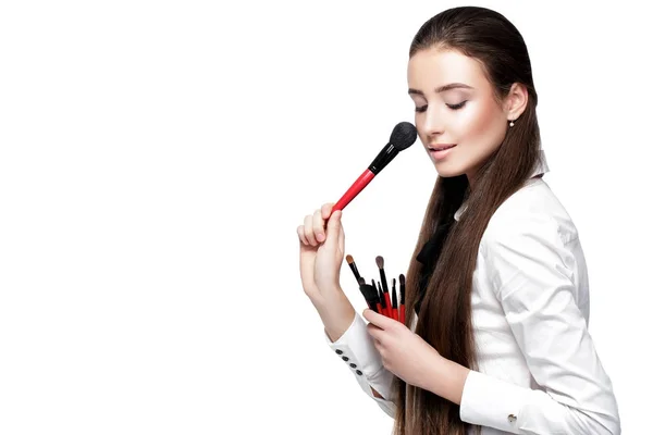 Visagist bedrijf make-up borstel — Stockfoto