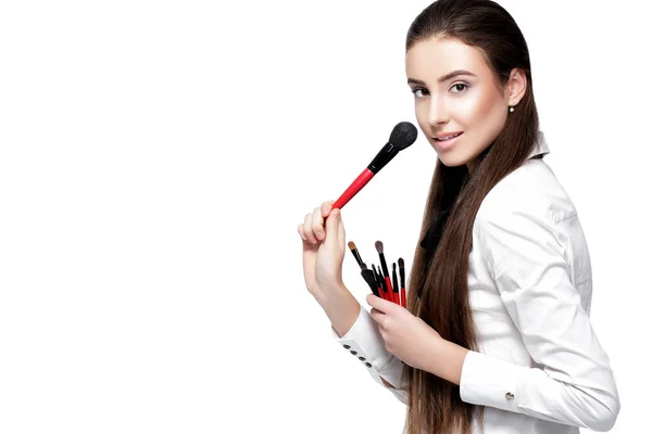 Visagist bedrijf make-up borstel — Stockfoto