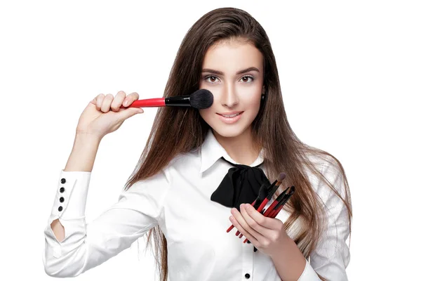 Visagist bedrijf make-up borstel — Stockfoto