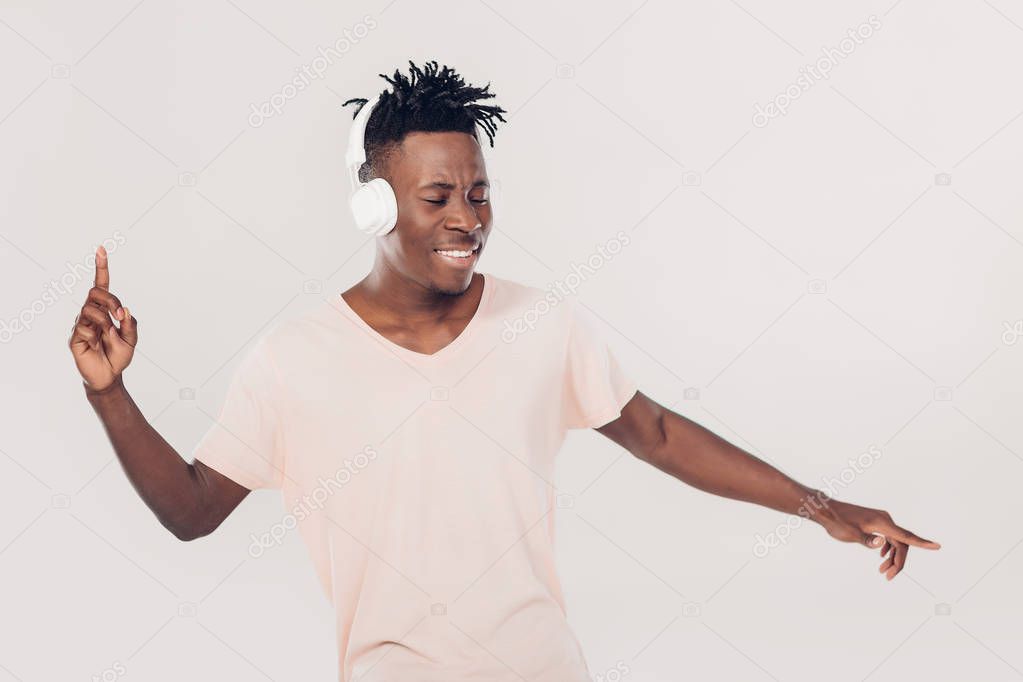 African-American man in headphones