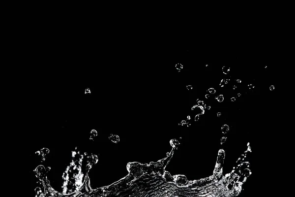 Spruzzi d'acqua sul nero — Foto Stock