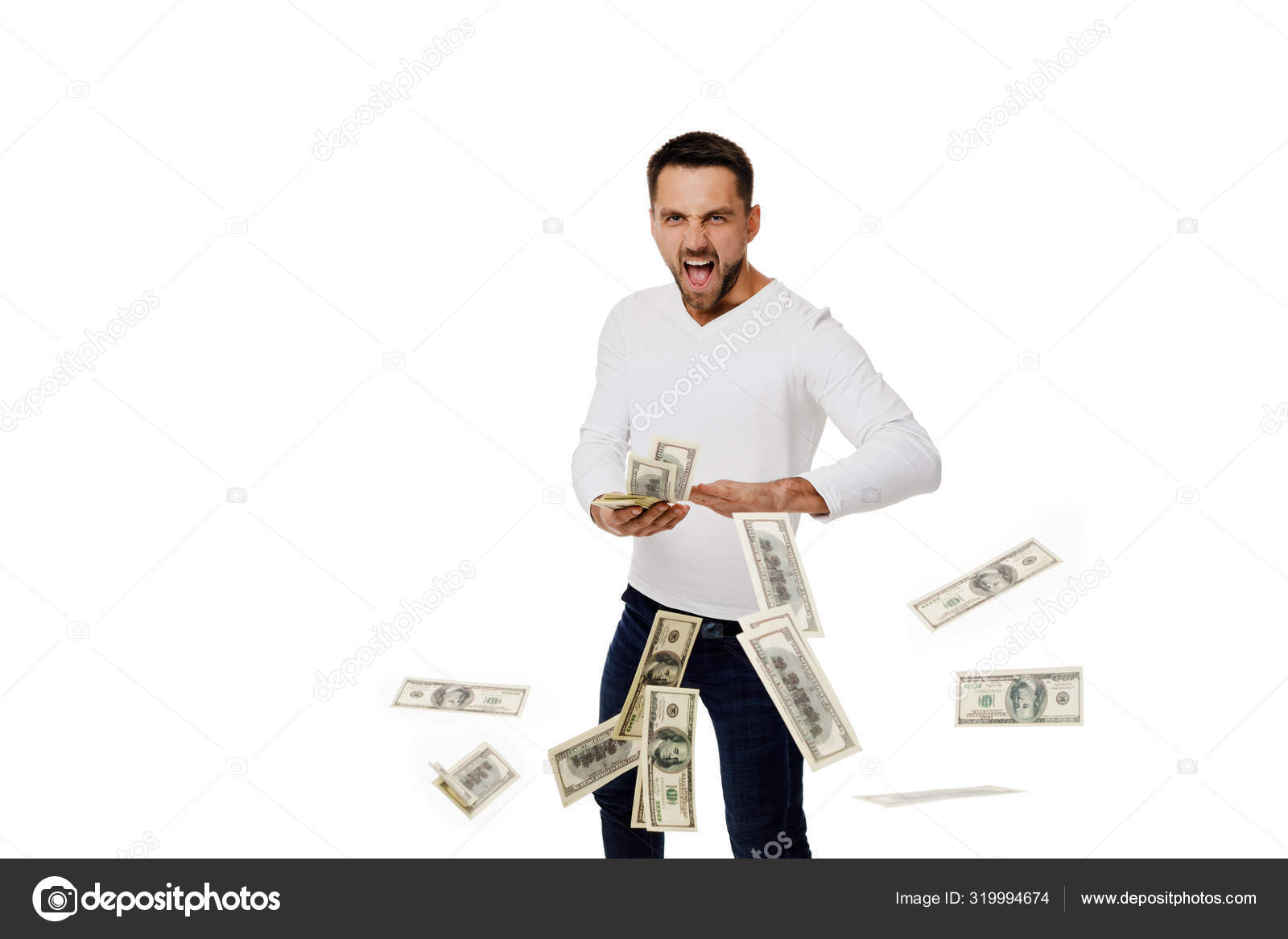 Man throwing out money banknotes Stock Photo by ©erstudio 319994674