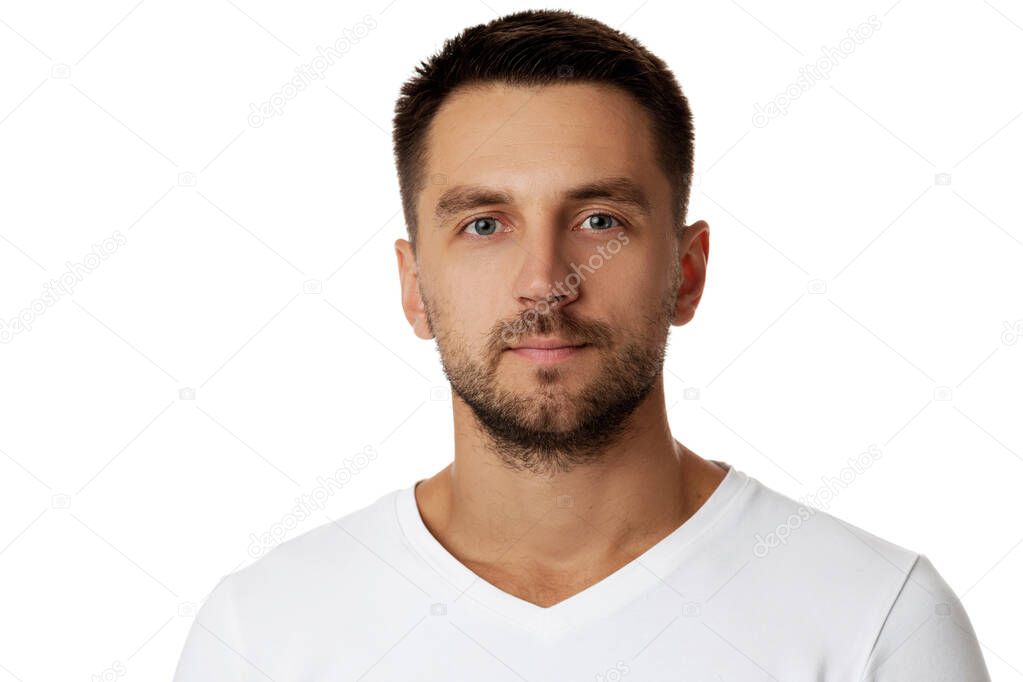 bearded man in casual white sweater
