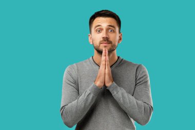 Sakallı bir adamın portresi. Bir şey istiyor.