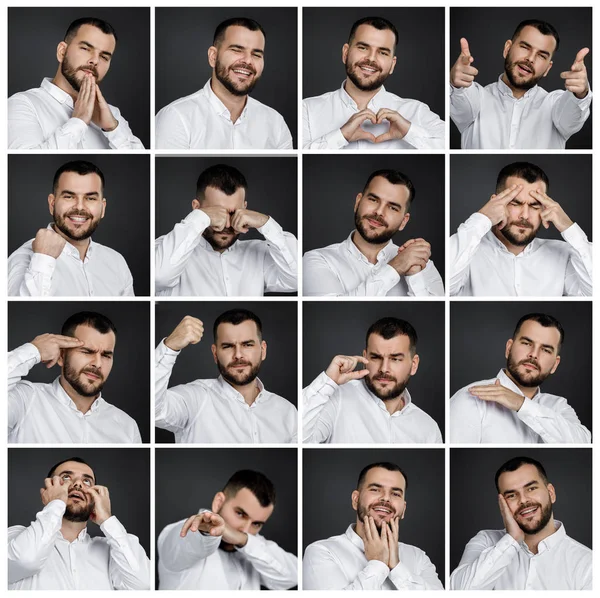 Collage van portretten van mensen met verschillende emoties — Stockfoto