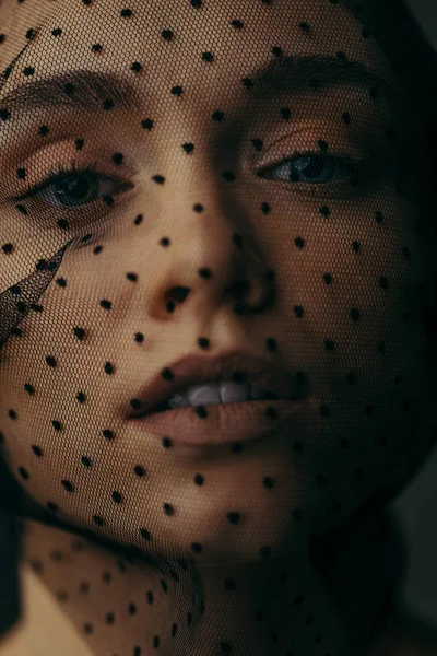 Beauty elegant girl posing in black veil — Stock Photo, Image