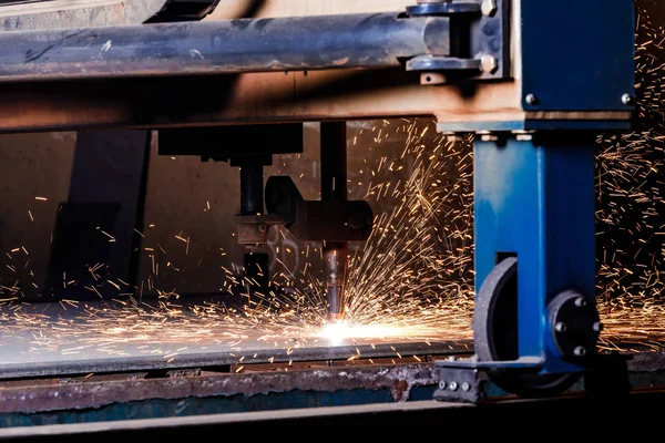 Plasma cutting of metal with a cnc.