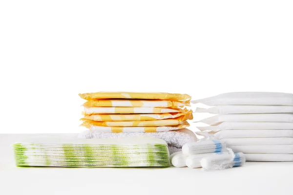 Menstrual sanitary cotton pads and tampons — Stock Photo, Image