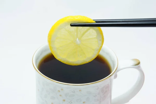 Cup Tea Slice Lemon — Stock Photo, Image