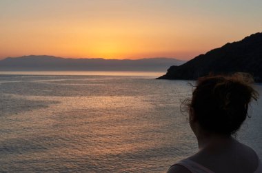 Cabo de Gata, Almerya, İspanya 'daki Doğal Parkı' nda gün batımının güzel bir tasviri