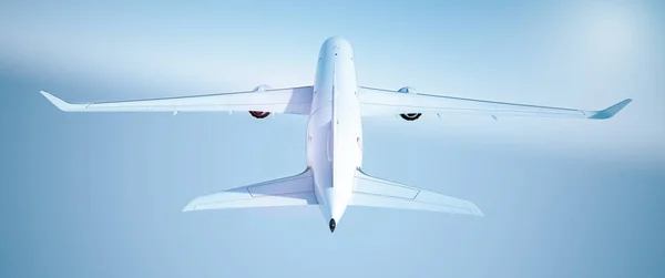 Avião de passageiros sobre o céu azul — Fotografia de Stock