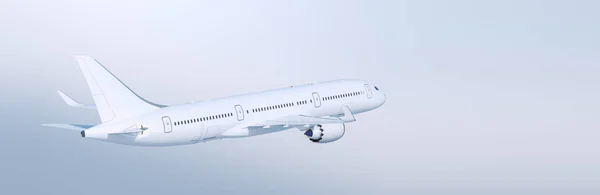 Пассажирский самолет над голубым небом — стоковое фото