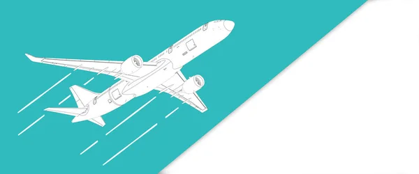 青の背景に分離された旅客機 — ストック写真