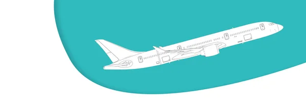 Passagierflugzeug isoliert auf blauem Hintergrund — Stockfoto