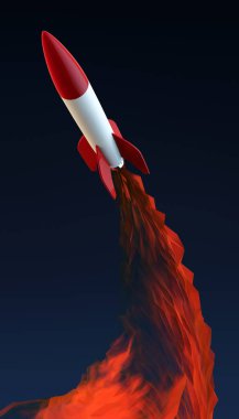 Mavi gökyüzü arka plan üzerinde Retro roket 