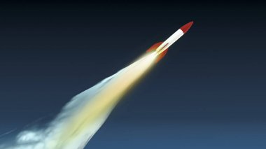 Roket üzerinde mavi gökyüzü artalanları