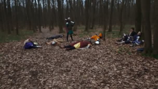 Pemenang ksatria medan perang hutan — Stok Video
