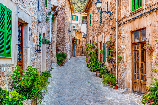 Streets of Valdemossa a picturesque village in the north of Mallorca