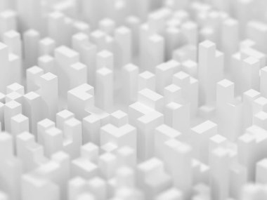 3D soyut mimari arka plan. Modern kaotik küp oluşturma