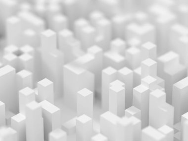 3D soyut mimari arka plan. Modern kaotik küp oluşturma