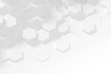 Altıgen beyaz soyut arkaplan - 3d soyut altıgen oluşturma.