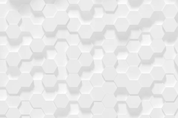 Hexagonális Fehér Elvont Háttér Elvont Hatszögek Renderelés — Stock Fotó