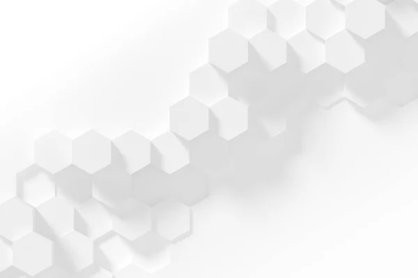 Hexagonális Fehér Elvont Háttér Elvont Hatszögek Renderelés — Stock Fotó