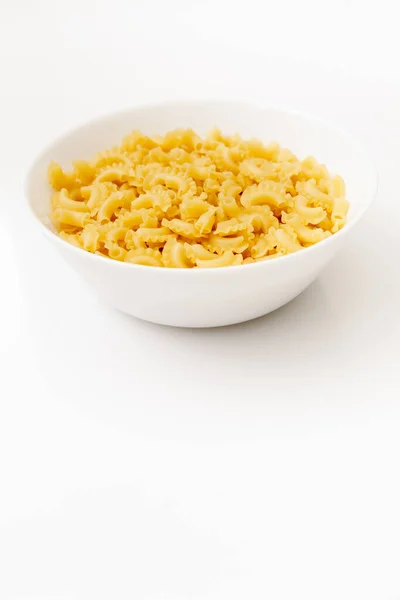 Läckra Pasta Eller Penne Nudlar Isolerade Vit Bakgrund Top View — Stockfoto