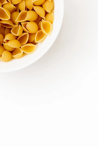 Massa Deliciosa Macarrão Penne Isolado Fundo Branco Cena Com Vista — Fotografia de Stock