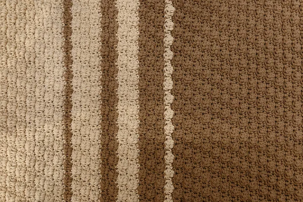 Knitted Brown Rug Texture Antique Handmade Carpet Home Hobby Background — Stock Photo, Image