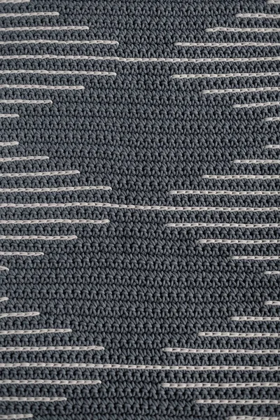 Knitted White Grey Rug Texture Geometric Pattern Antique Handmade Carpet — Stock Photo, Image
