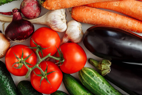 Fresh vegetables on white background, isolated.