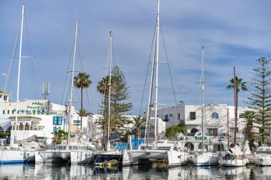 Port El Kantaoui, Sousse, Tunus yakınlarındaki marina turizm sitesi.
