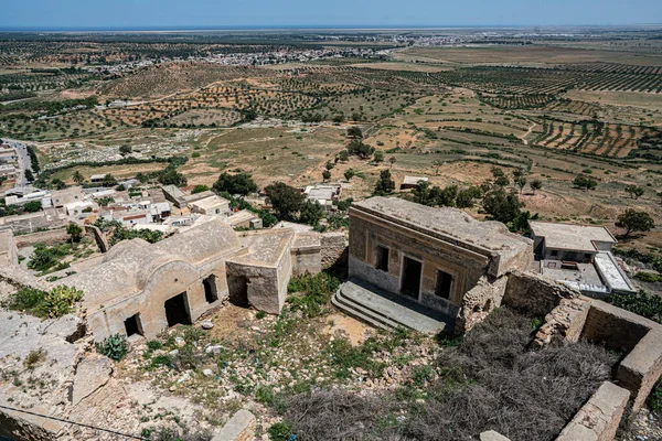 Takrouna Malá Vesnice Oblasti Sahel Tunisia Kopci — Stock fotografie