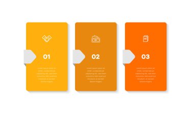 Bilgisel. Simgeli vektör Infographic tasarım şablonu ve 3 sayı seçeneği veya basamağı. İşlem şeması, sunumlar, iş akışı düzeni, afiş, akış şeması, bilgi grafiği için kullanılabilir.