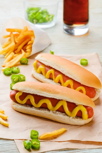 Hotdogs en Coca-Cola — Stockfoto