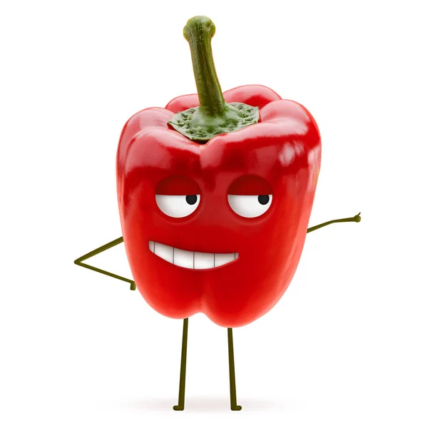Flirty red bell pepper with languid face — Stock Photo, Image