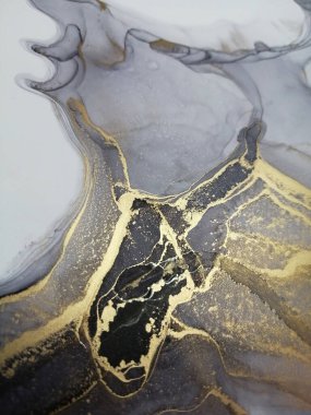 Lüks soyut akışkan sanat arka plan boyama alkol mürekkebi tekniği siyah ve altın