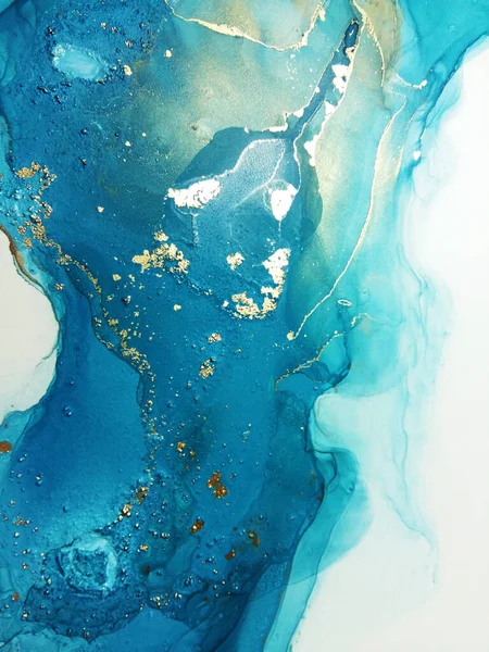 Luxury abstract fluid art painting background alcohol ink technique turquoise and gold