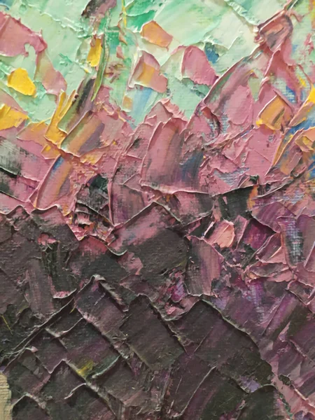 Абстрактное Искусство Холст Маслом Множественные Хаотические Мазки Мастихином Создают Разноцветную — стоковое фото