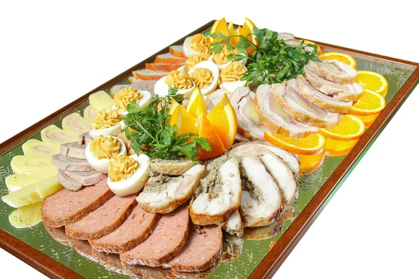 Bandeja de comida Catering sobre fondo blanco — Foto de Stock