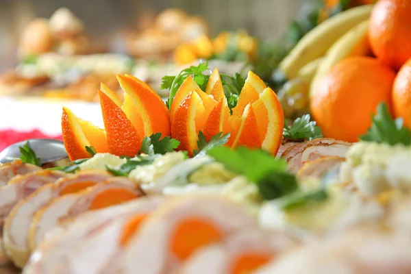 Catering tray with various meats — Stock Photo, Image