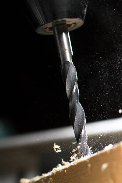 Drill hole makes a wooden block