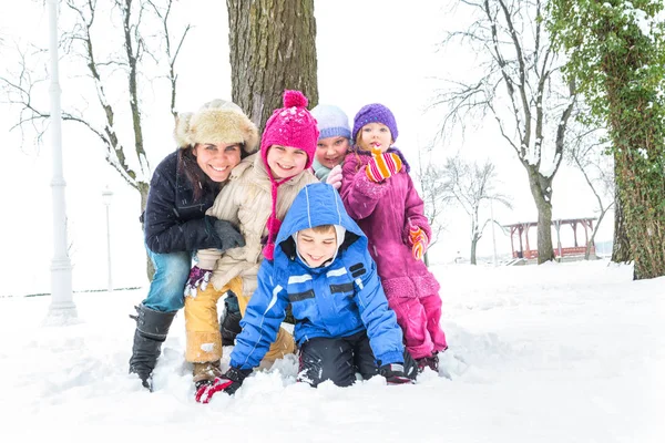 Famiglia felice godendo in inverno — Foto Stock