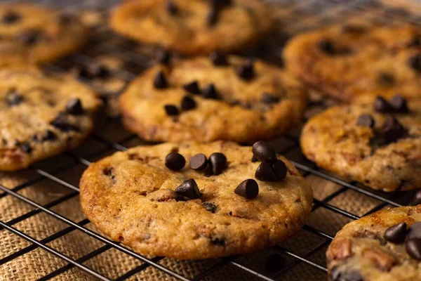 Close Shot Freshly Baked Chocolate Chip Cookies — Stock Photo, Image