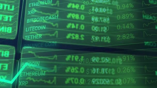 Criptomoneda Indicador Verde Vista Positiva Del Mercado — Vídeo de stock