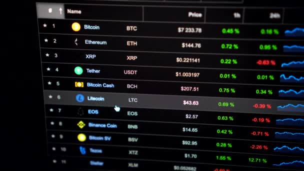 Cryptocurrency Market Cap Closeup — Stock video