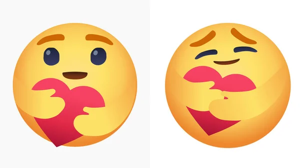 Abrazo Cuidado Emoji Corazón Amor Pegatina Vector — Archivo Imágenes Vectoriales