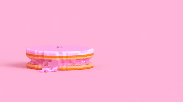 Deliciosa Galleta Minimal Pastel Pink Waffle Illustration — Foto de Stock