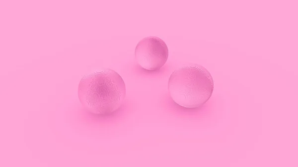 3枚のガラスピンクの球3Dイラスト — ストック写真